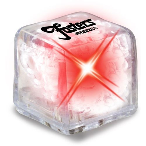 Ultra Glow Light-Up Promotional Ice Cubes - Clear w/ Red LED