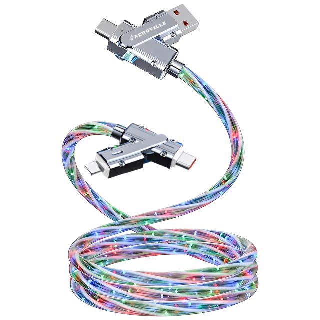 Custom 4-in-1 Light Up Flowing Charging Cable