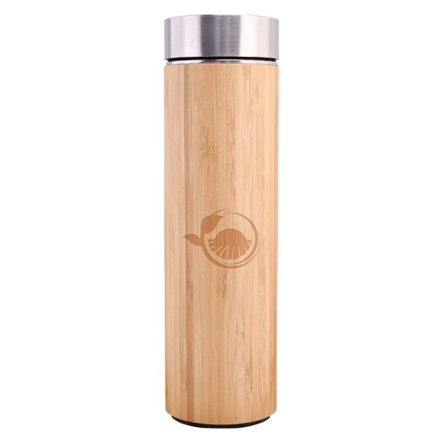 Custom Premium Bamboo Travel Thermos - 17 oz.