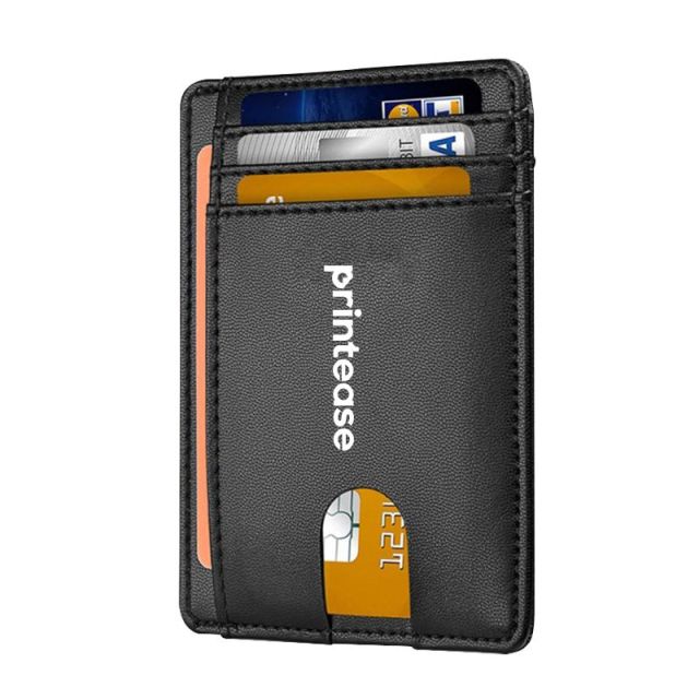 Men Women Custom Slim Minimalist Front Pocket RFID Blocking Leather Wallets