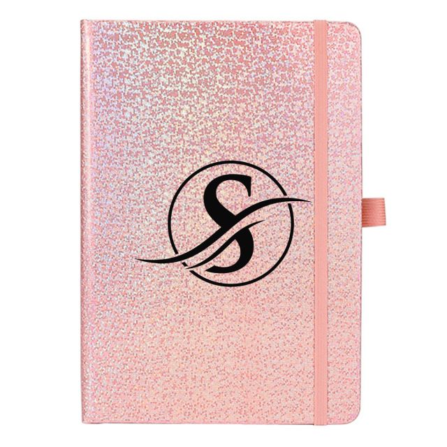 Custom Glitter Hard Cover Notebook - 5.7" x 8.35"
