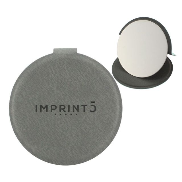 Custom Leather Foldable Compact Mirror w/ Adjustable Stand