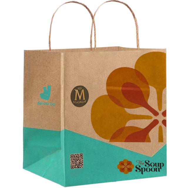 Full Color Custom Kraft Paper Shopping Bag - 9.4''w x 10.6''h x 6.7''d
