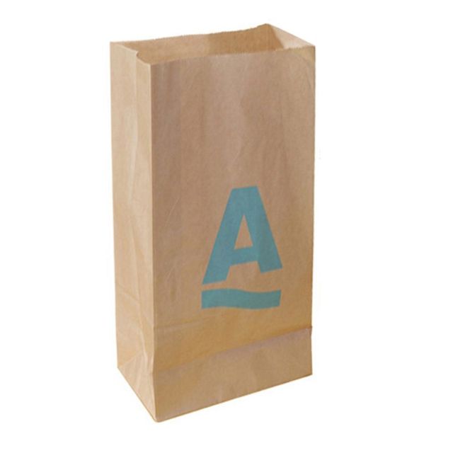 Custom Natural Kraft Grocery Bags - 3.5"W x 7"H x  2.1"D