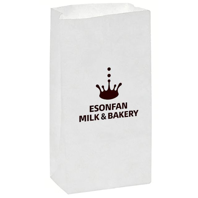 Custom White Kraft Grocery Bags - 4.7"W x 8.5"H x  2.7"D