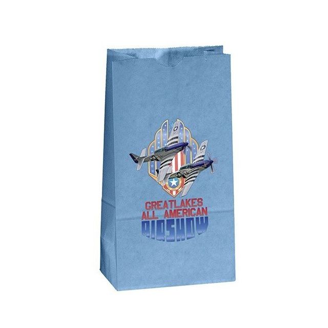 Full Color Custom Kraft Popcorn Bags  - 4.25" W x 8.25" H x 2.25" D