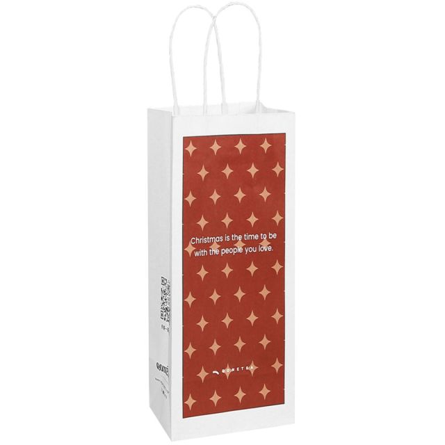 Custom White Kraft Paper Wine Bags - 5.5"W x 12.5"H x 3.25"D