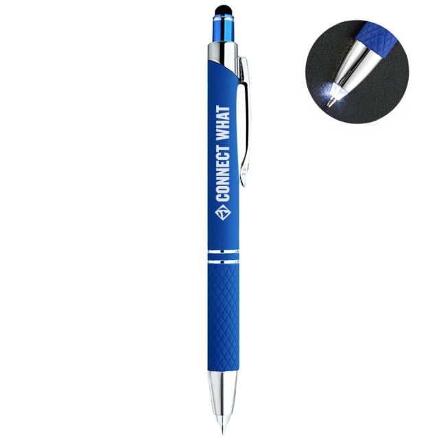 Custom 3-in-1 Rubberized Pen w/ LED Light