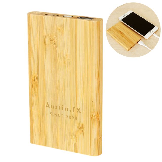 Custom Bamboo Type-C Power Bank - 5000 mAh