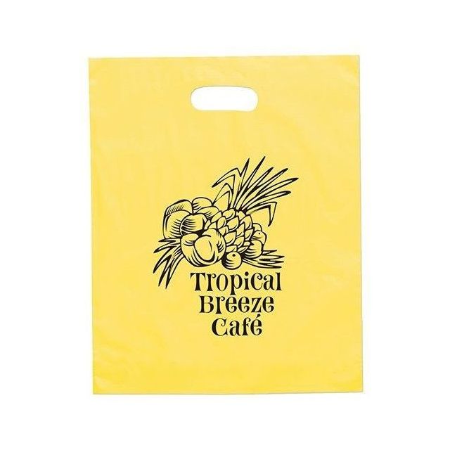 Custom Promotional Plastic Die Cut Handle Merchandise Grab Bag - 6"W x 8"H