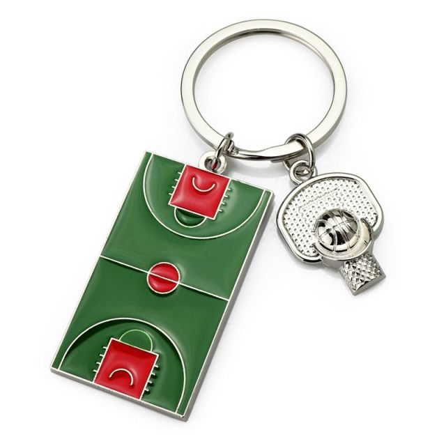 Promotional Basketball Court Metal Keychain