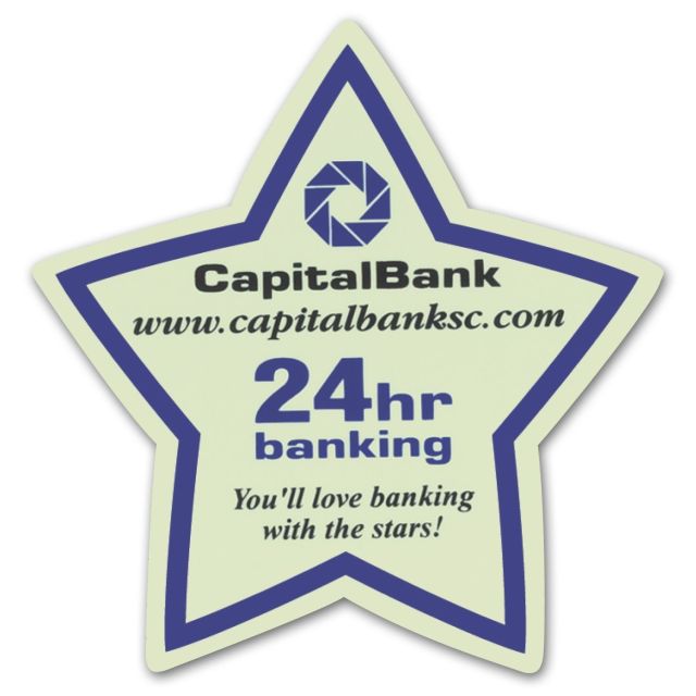 Promotional Glow in the Dark Custom Magnet - Star - 3" w x 2.63" h