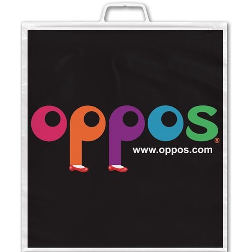 Full Color Molded Finger Grip Handle Custom Plastic Bags - 16"w x 18"h x 3"d