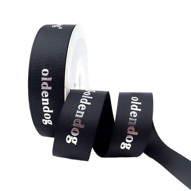 Custom Stamped Polyester Threaded Ribbon - .88''