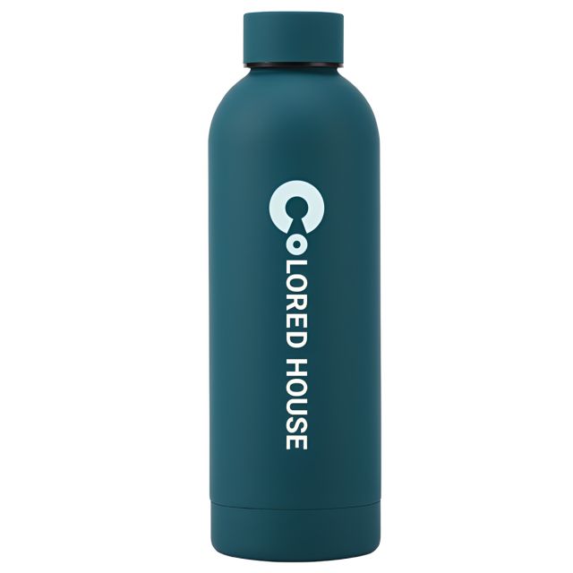 Custom Double Wall Stainless Steel Bottle w/ Rubberized Finish -17 oz.