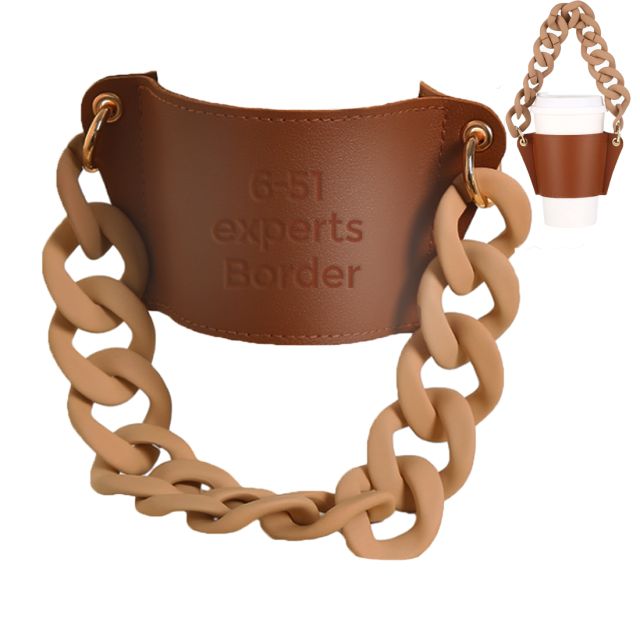 Custom Leather Cup Sleeve w/ Chain Strap