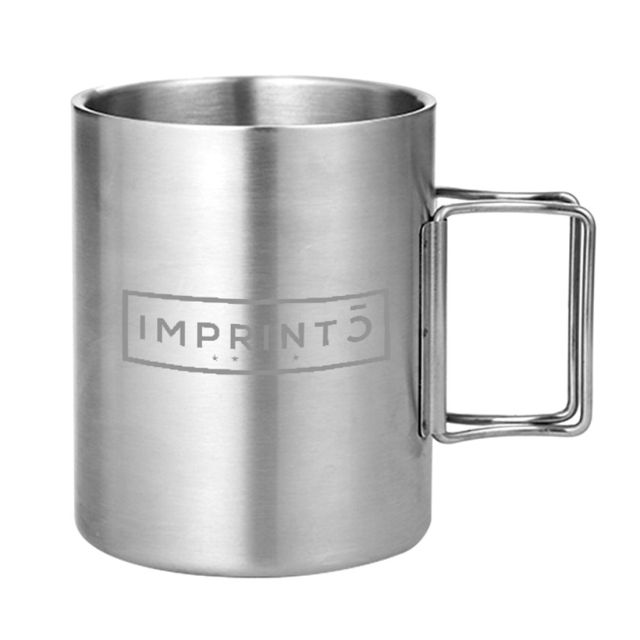 Custom Stainless Mug w/ Foldable Handle - 10 oz.