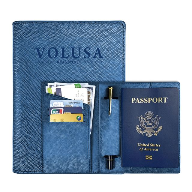 Custom PU Leather Passport Cover w/ Pen Slot