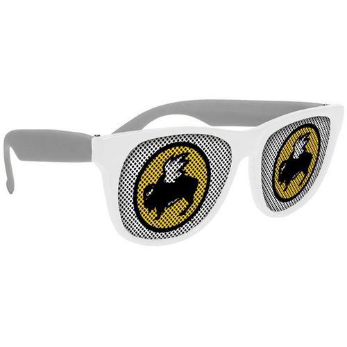 Full Color White Frame Cool Lens Promotional Sunglasses
