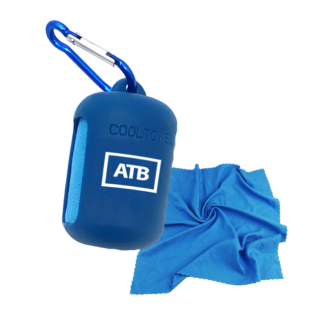Custom Fitness Microfiber Cooling Towel w/ Carabiner Case - 16'' x 16''