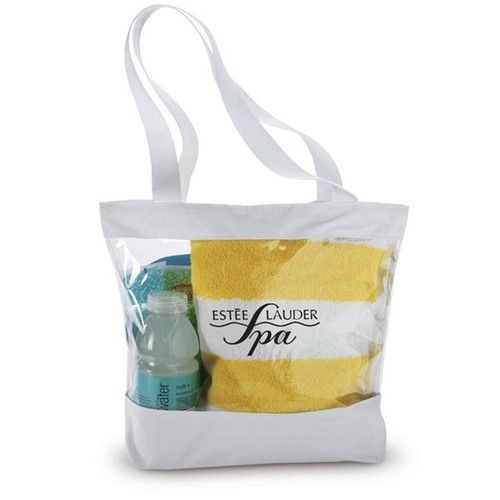 Clear Custom Tote w/ Color Trim - 15"w x 12"h x 4"d