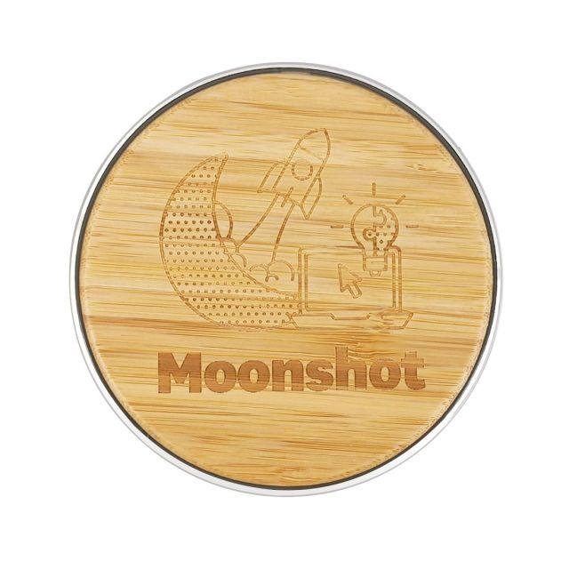 Custom Bamboo Wireless Charging Pad w/ Aluminum Base - 15W