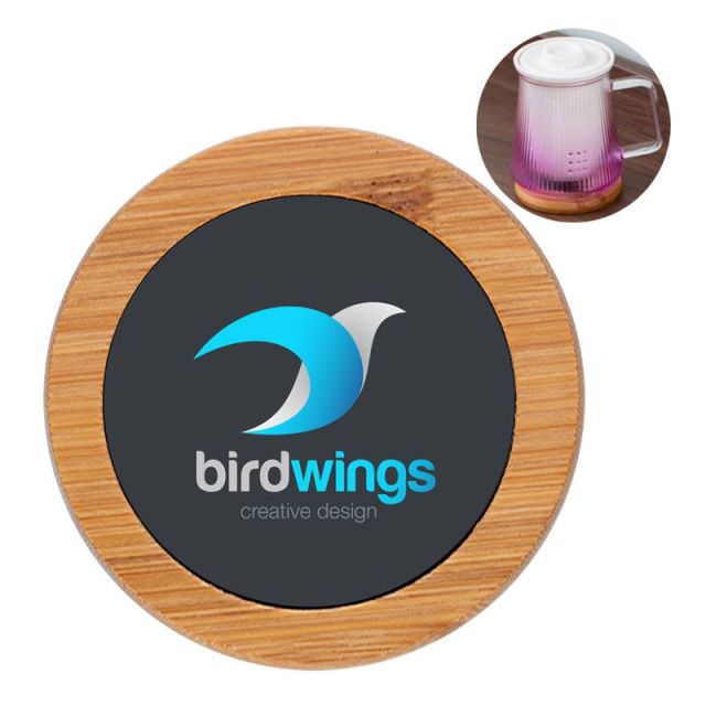 Full Color Custom Bamboo Absorbent Coaster - 3.15'' dia