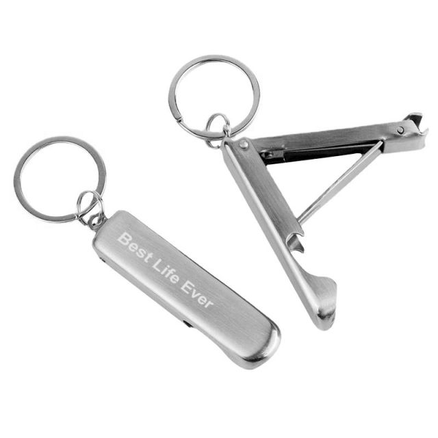 Custom 2-in-1 Foldable Nail Clipper Bottle Opener w/ Keychain