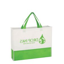 Custom ColorBlock Landscape Non-Woven Tote Bag - 15"w x 11.5"h x 3.5"d