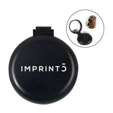 Custom 2-in-1 Mirror Compact w/ Hair Brush- 2.55"