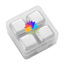 Full Color Custom Stainless Steel Chilling Ice Cubes w/ Travel Case