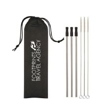 Custom 3-Piece Stainless Steel Straw Kit w/ Pouch