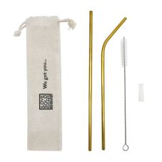 Custom Hoover Stainless Steel Straw Set