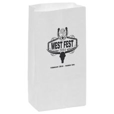 Custom White Kraft Grocery Bags - 6.1"W x 11.8"H x 3.9"D