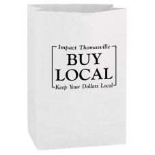 Custom White Kraft Grocery Bags - 7.5"W x 9.8"H x 5.3"D