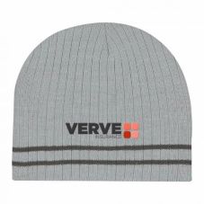 Embroidered Promotional Knit Beanie w/ Double Stripe