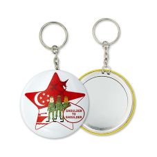 Full Color Custom Round Tinplate Button Mirror w/ Keychain