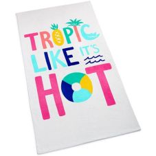 Custom White Cotton Beach Towel - 30'' x 60''