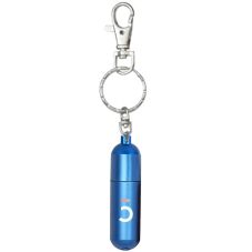 Custom Aluminum Pill-shaped USB Flash Drive w/ Keychain