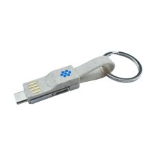 Custom 3 in 1 Magnetic Wheat Straw Charging Cable w/ Keychain