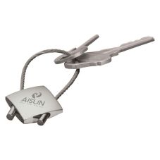 Square Custom Cable Wire Logo Keyring