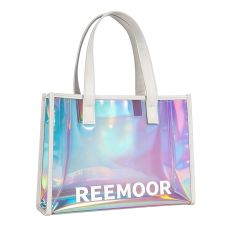 Custom Hologram PVC Handbag w/ Snap Button - 15.7"w x 11.8"h x 4.7"d