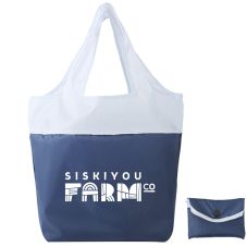 Custom Two-Tone rPET Foldable Shopper Tote - 18"w x 25"h x 6"d