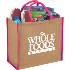 Jumbo Two-Tone Jute Custom Tote Bag - 15.75"w x 14"h x 7.8"d