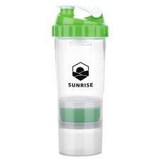Custom 3-in-1 Compartment Clear Shaker Bottle - 17 oz.