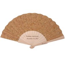 Custom Cork Antique Wooden Folding Hand Fan - 9''L