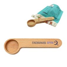 Full Color Custom 2-in-1 Wooden Coffee Scoop w/ Bag Clip 
