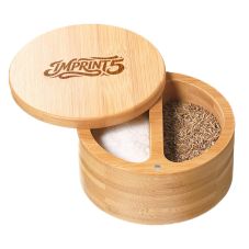 Custom Dual Compartment Round Bamboo Salt And Pepper Box