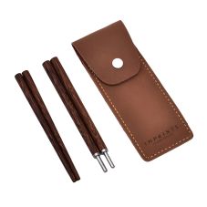 Custom Collapsible Wooden Chopsticks w/ PU Leather Pouch
