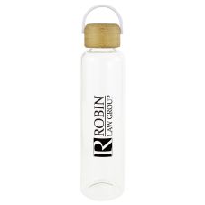 Custom Glass Bottle w/ Bamboo Lid - 18 oz.